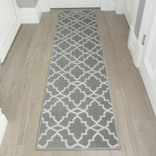 Grey Trellis Hall Runners | Cheap Hallway Runner Rug | Long Narrow Runner �19.95
