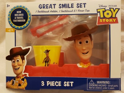 Disney TOY STORY 4 WOODY Travel Toothbrush, Holder & Rinse Cup - Great Smile Set