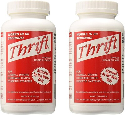 Thrift T-100 Alkaline Based 1-Pound Granular Drain Cleaner (White) (2-Pack)