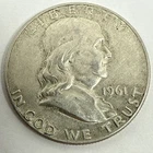 1961-D Franklin Silver Half Dollar - US Mint Denver - 90% Vintage Silver Coin