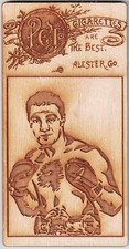 ROCKY MARCIANO Sigarette per animali domestici RARO legno incisione ROVERE ZINGARO 4,5" x 2,5" CAMPIONE