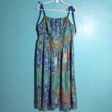 Shein Mod Peasant Midi Dress size 2XL, NEW! Iris Floral Art Sundress Cottagecore