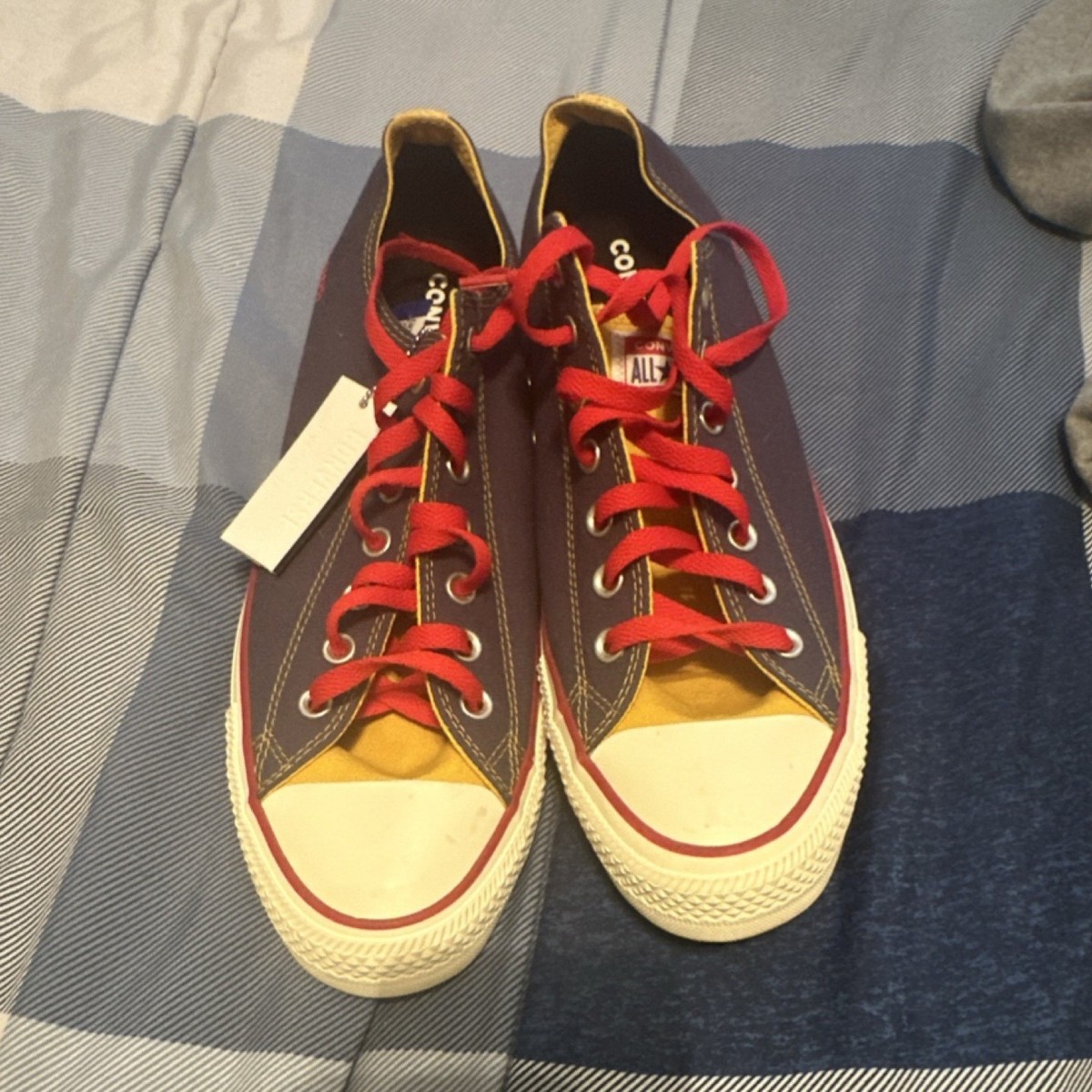 Colorblock Athletic Sneakers in Red & Yellow Nike Leather Colorblock Pattern Athletic Sneakers - Red  main image 2