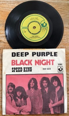 Deep Purple Black Night Speed King Harvest 5020 45rpm W/RARE PS! (1970) Norway 