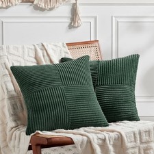 Set of 2 Decorative Throw Pillow Covers 24x24 24" x 24" Pack of 2 Dark Green