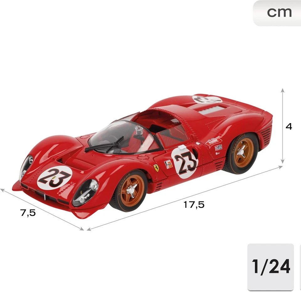 B - Ferrari 330 P4 Daytona 1967, Auto Diecast in Scala 1:24, Replica Dettagliata - Immagine 3 di 4