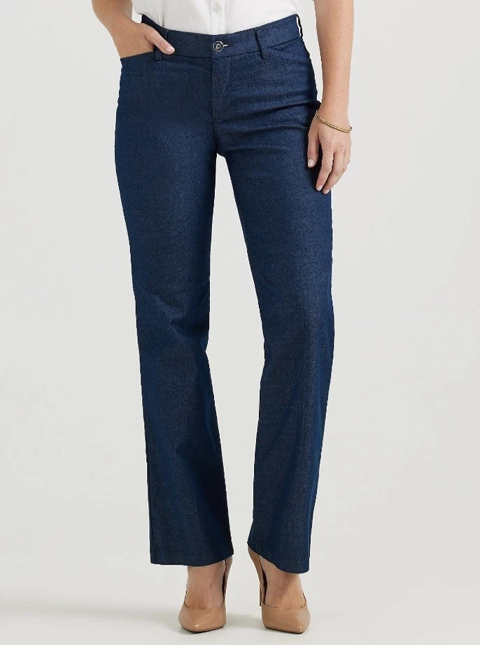 NWT Lee Women's Revolutionary Fit Flex Motion Trouser Pant Mid Rise 12M Regular