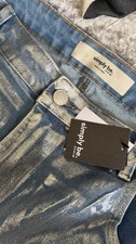 Simply Be Wide Leg Blue/silver Glitter Denim Jeans Size 24