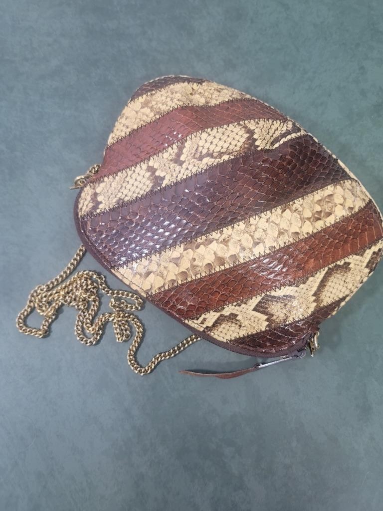 SUSAN GAIL Small PATCHWORK Snakeskin Crossbody Cl… - image 1