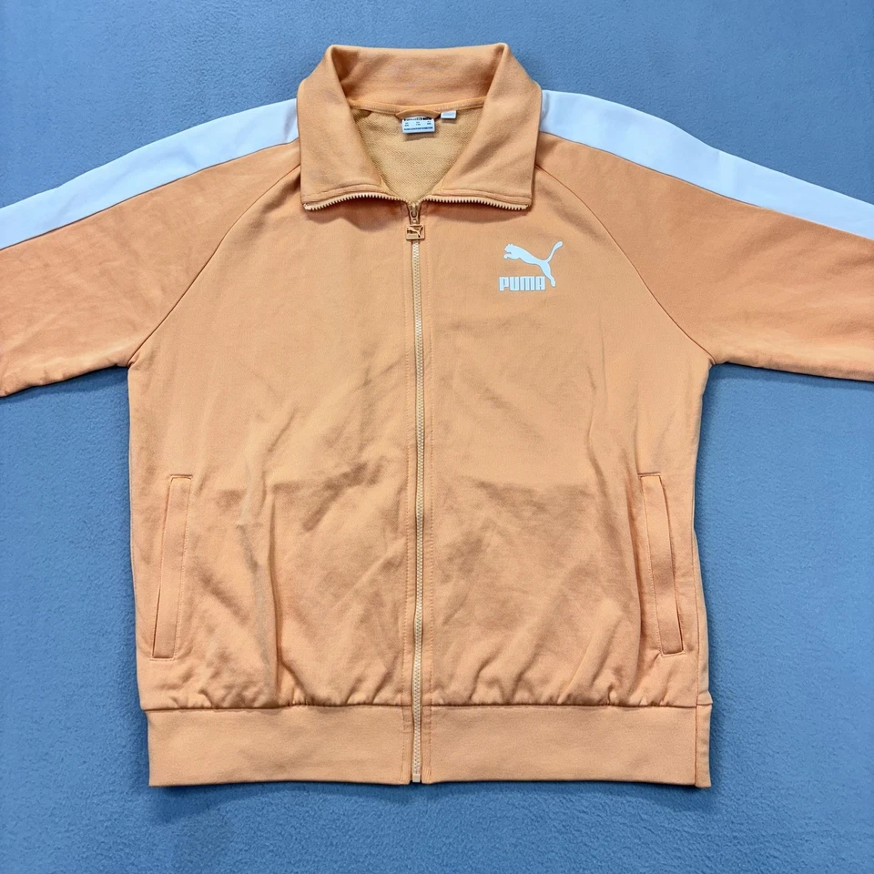 Puma трек костюм мужской 2XL оранжевый белый T7 полный молнии куртка трек брюки комплект полоски - Изображение 3 из 4