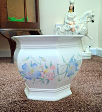 Royal Winton Floral Ceramic Hexagon Planter, White/Multicolour, Glossy, England
