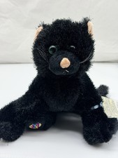 Webkinz Ganz Furry Black Cat HM135 w/Green Eyes Plush Stuffed Animal With Code
