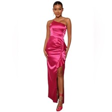 FASHION NOVA CARINA MAGENTA PINK MAXI DRESS Asymmetrical One Shoulder Gown L