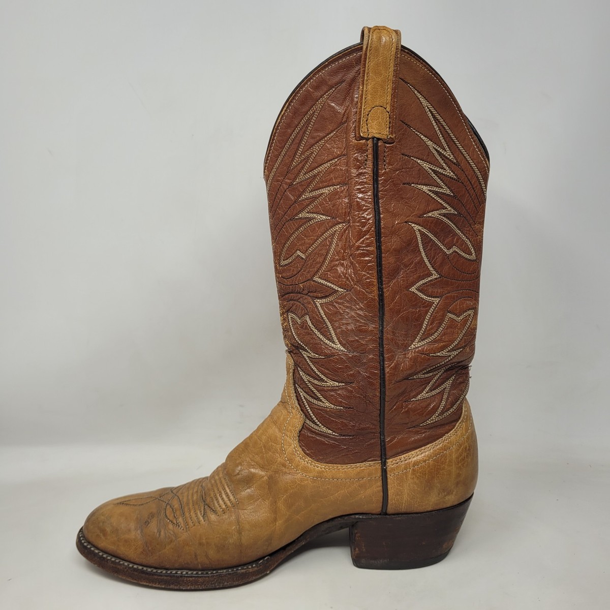 Vintage Dan Post Boots Mens 8.5D Brown Leather EXOTIC RARE