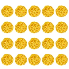 Wicker Rattan Balls 20 Pack 1.2in for DIY Craft Yellow