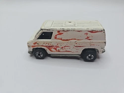 Vintage Hot Wheels, White Van w/ Flames, 1974 Malaysia