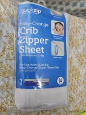 NEW Quickzip Easy Change Zipper Sheet for Baby Crib Mattress White Gray Dots