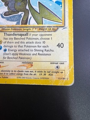 Shining Raichu - 111/105 - Pokemon Neo Destiny Unlimited Holo Rare