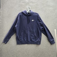 Nike Women Hoodie L Blue Embroidered Fleece Swoosh BV2654-410 Overized