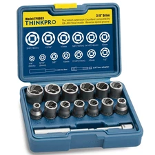 Upgraded 15 Piece Bolt Extractor Kit,Impact Bolt Socket Set for Damaged