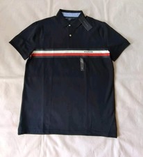 Tommy Hilfiger Navy Blue Polo Shirt Men's Large Short Sleeve Colorblock Logo NWT