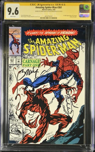 Amazing Spider-man 361 Cgc 9.6 1992 SS Signed Mark Bagley David Michelinie 001