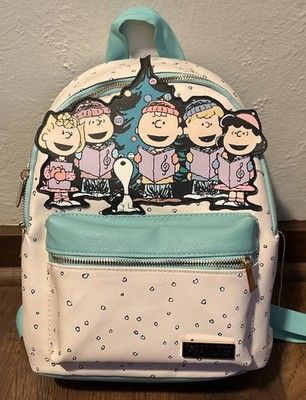 Bioworld Peanuts Snoopy & Friends Christmas Tree Caroling Backpack Bag Green NEW