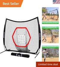 7 ft x 7 ft Baseball Softball Practice Hitting Pitching Net with Bow Type...