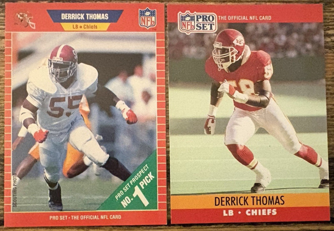 DERRICK THOMAS Pro Set RC LOT! 1989 #498 1990 #536 KC Chiefs HOF ROOKIE! NRMT
