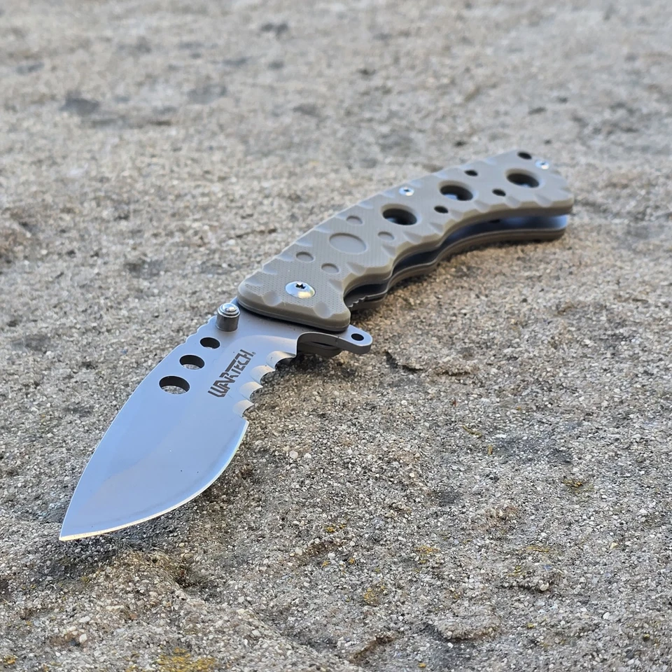 Navaja de Bolsillo Plegable Abierta Abatible 8.25" Gris Desierto Táctica Asistida por Primavera Huntin Foto 4 de 4