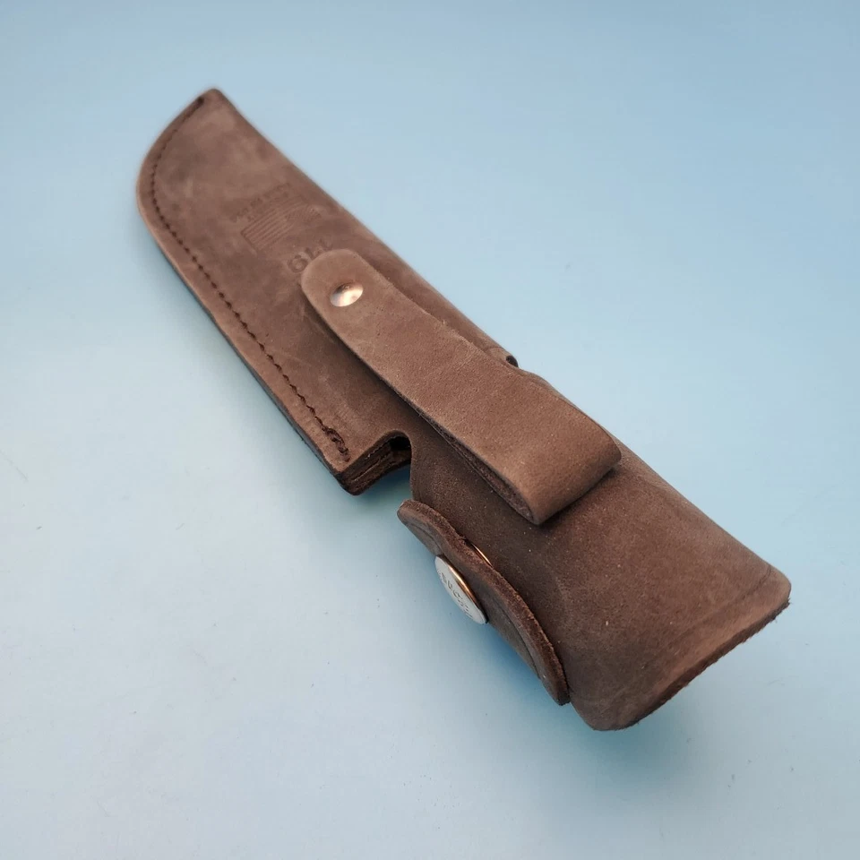 Buck Knives 119 Fixed Blade Knife Sheath Black Leather Belt Pouch 10"x 6.25" USA - Image 3 of 4