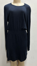 H&M Basic women size large navy long sleeves crew neck sweater dress