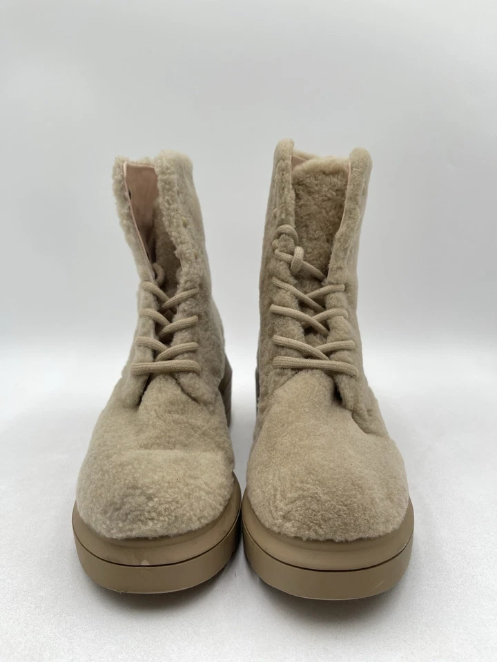 Women’s Stuart Weitzman Nisha Chill Shearling Lace Up Ankle Booties Size 8C - Image 2 of 4