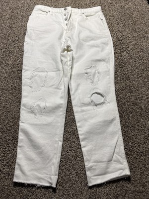 NWT LUCKY BRAND 12/31 DREW MOM JEAN HIGH RISE WHITE JEANS WOMENS