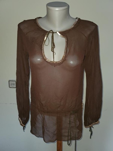 Women Karen Millen Shirt Brown Silk 38 / M / 46