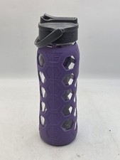 22oz LifeFactory Glass Bottle With Straw and Purple Silicone Sleeve