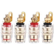 Facmogu 2 Pairs Mini Gold Plated Insulated 5-Way Binding Post Banana Plugs 4m...