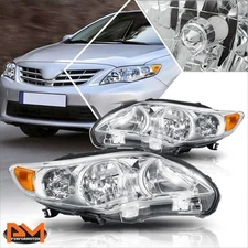 For 11-13 Corolla Chrome Housing Headlight Amber Side Corner Signal Lamps Pair