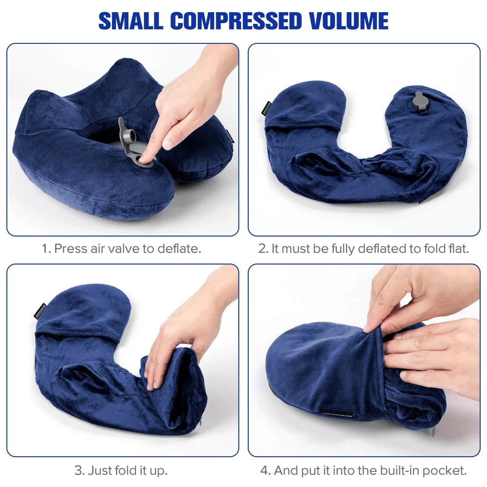 Inflatable Neck Pillow for Travel - Soft Support for Airplane & Car Sleeping
