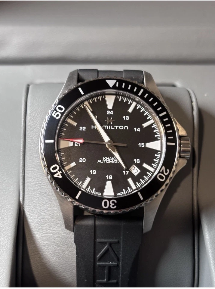 Hamilton Khaki Navy Men's Black Watch with Rubber Band - H82335331 - Image 2 of 4