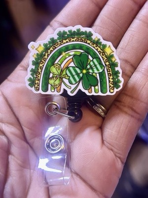 Nurse, Tech,Med Tech,Reel ID Badge Holder,Badge Reel,Lucky, St. Patrick s Day