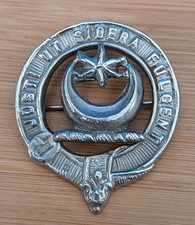 Antique SIlver Clan Badge Pin MacColl Clan Just Ut Sidera Fulgent