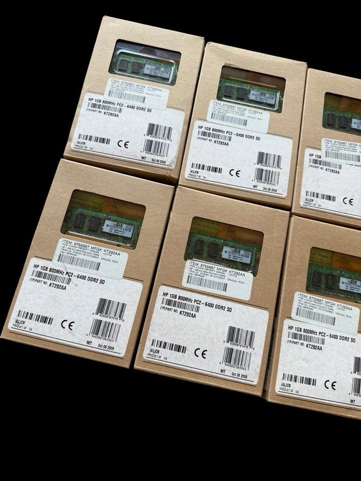 Lote de 8 HP 1GB DDR2 PC2-6400 800MHz Memória RAM NOVO EM FOLHA FABRICANTE DE EQUIPAMENTO ORIGINAL - Imagem 3 de 4