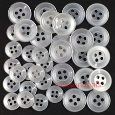 Shirt Buttons Pearl White 4 Holes 10mm 11.5 or 14mm, 10, 20, 50 or 100 pack size