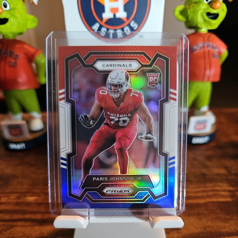 Paris Johnson Jr. RC 2023 Prizm Red White Blue Silver Arizona Cardinals #304