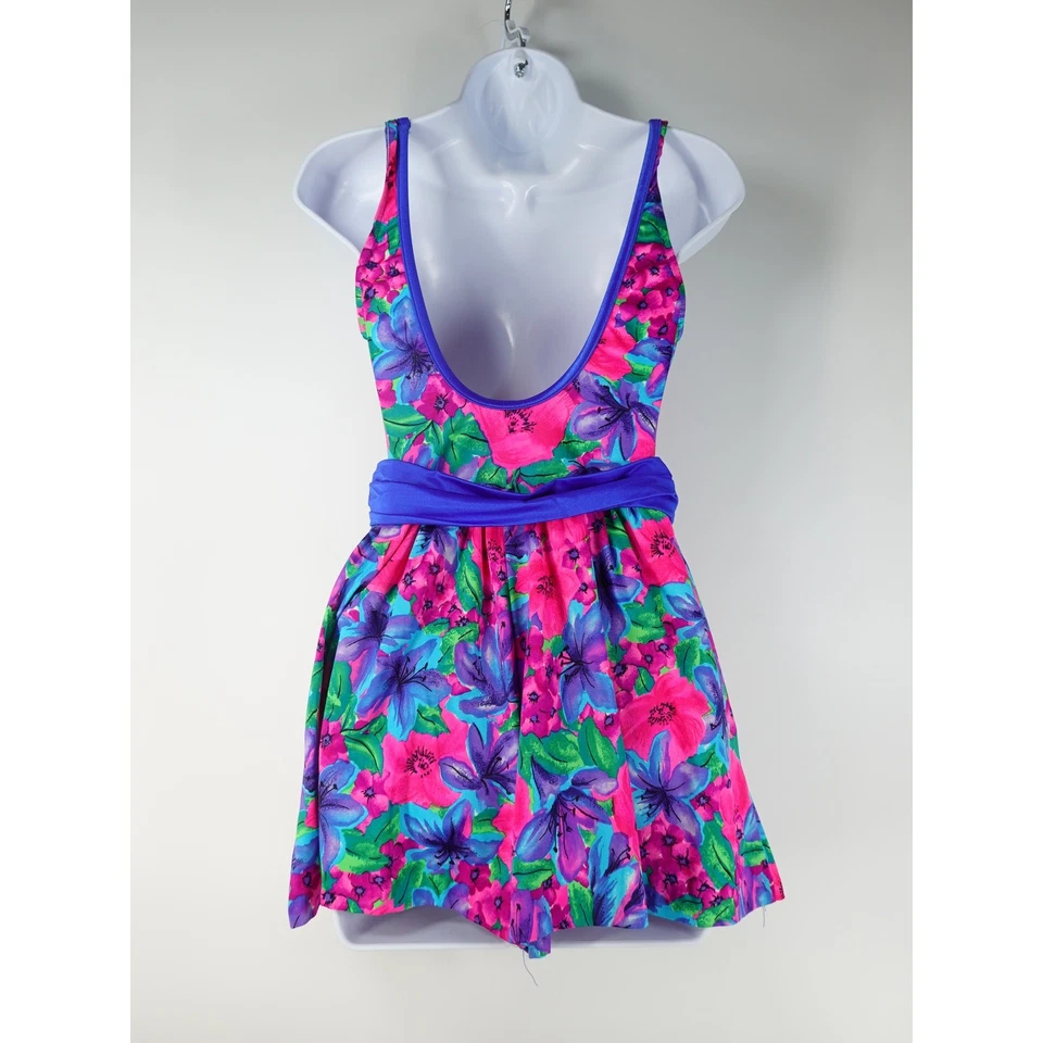 Jantzen Vtg 80s Swimsuit Women's 8 Colorful Floral Print One Piece Shorts Retro - Image 2 of 4