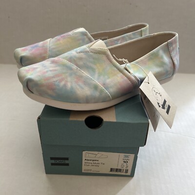 TOMS Alpargata Tie Dye Slip On Woman s Multi Pink White Flats Casual Size 10 NIB