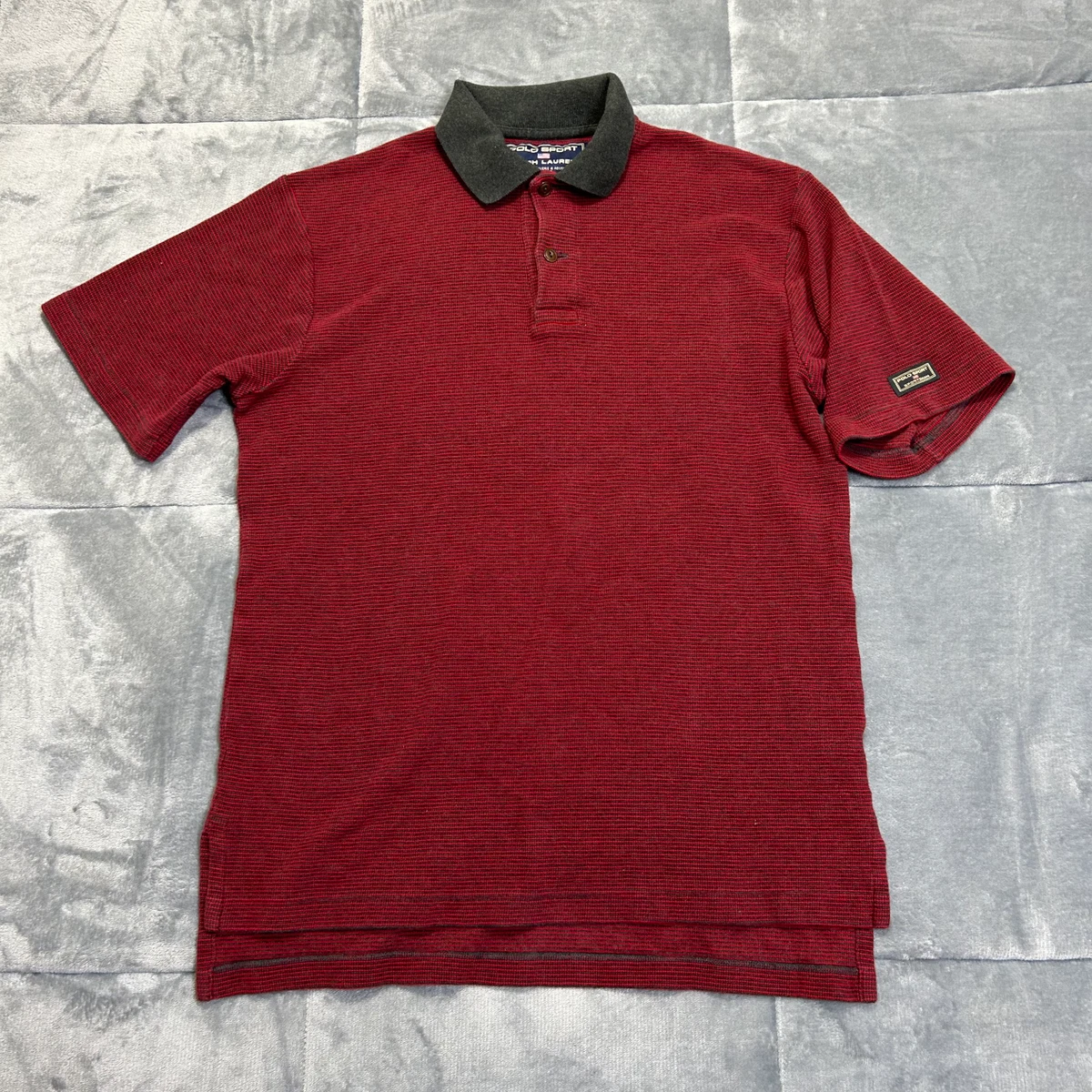 Polo Sportsman Ralph Lauren Vintage Polo Sport Shirt Red Gray Stripes Men's Sz M