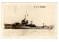 RPPC- Navy Battleship "USS Dewey" -Naval Military Training- Real Photo Postcard
