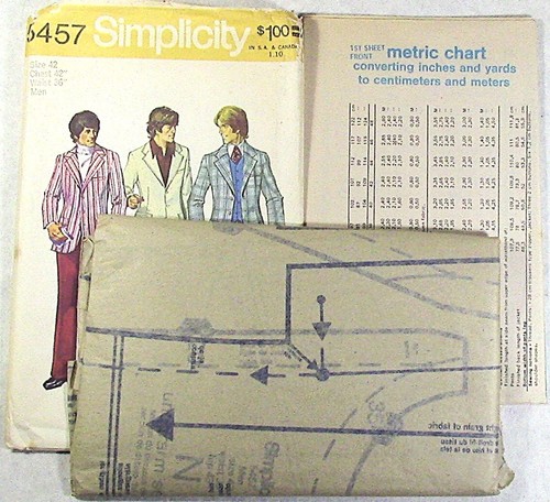 Simplicity 5457 Mens pants Single-breasted 3 button jacket sz 42 Vintage 1972 UC - Picture 7 of 7